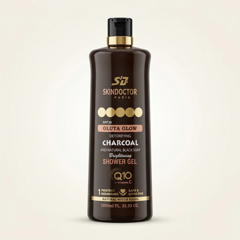 Gel douche détox Skin Doctor Paris Gluta Glow Charbon Savon noir SPF 30 1000 ml