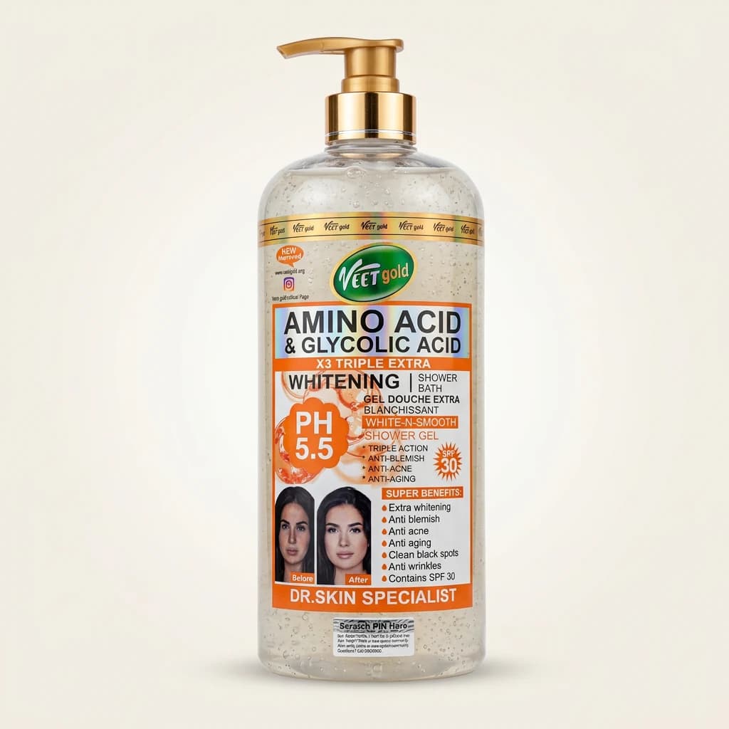 Gel douche éclaircissant Veet Gold Dr. Skin Specialist Acides aminés Glycolique SPF 30 1000 ml