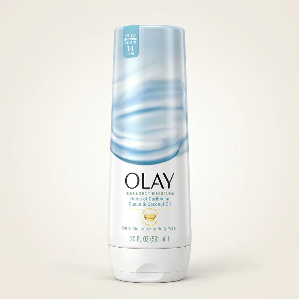 Gel douche Olay Indulgent Moisture Notes of Caribbean Guava & Coconut Oil