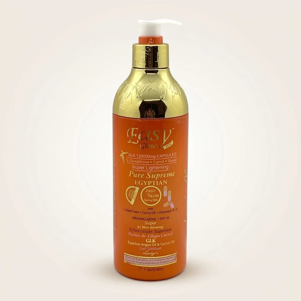 Lait tonifiant éclaircissant Easy Glow Pure Supreme Egyptian GLK Glutathion Carotte SPF 20 538 ml