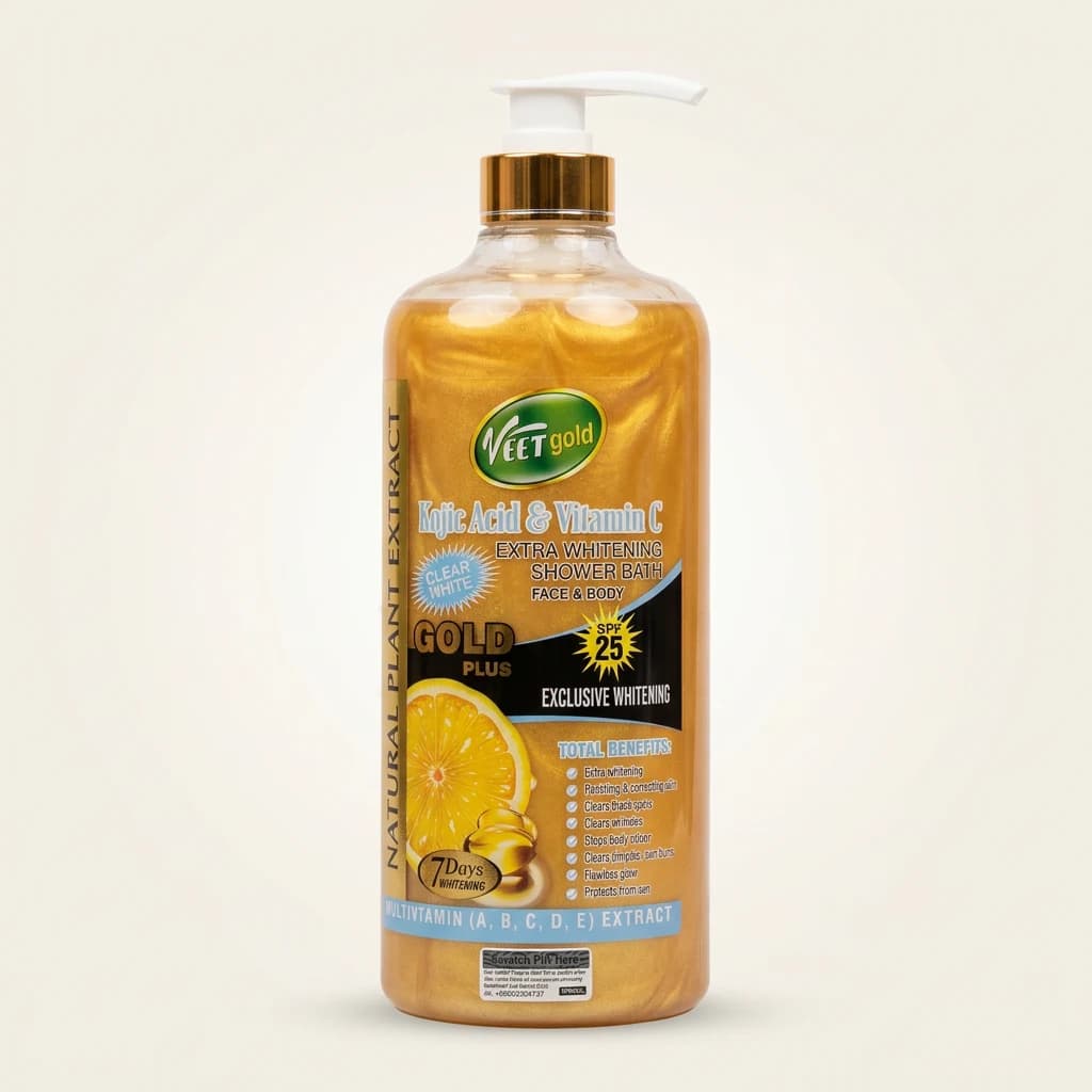 Gel douche éclaircissant Veet Gold Acide kojique Vitamine C Gold Plus SPF 25