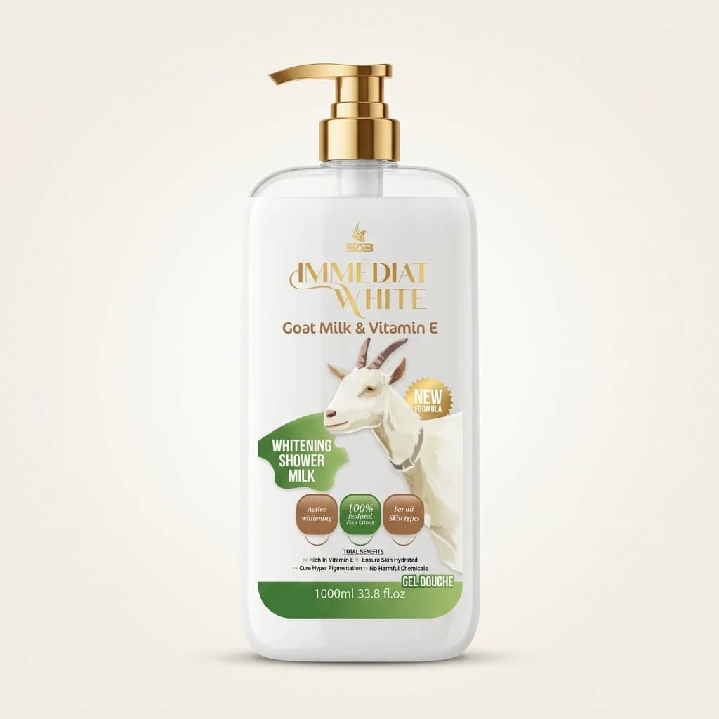Lait de douche éclaircissant SAB Immediat White Lait de chèvre Vitamine E 1000 ml
